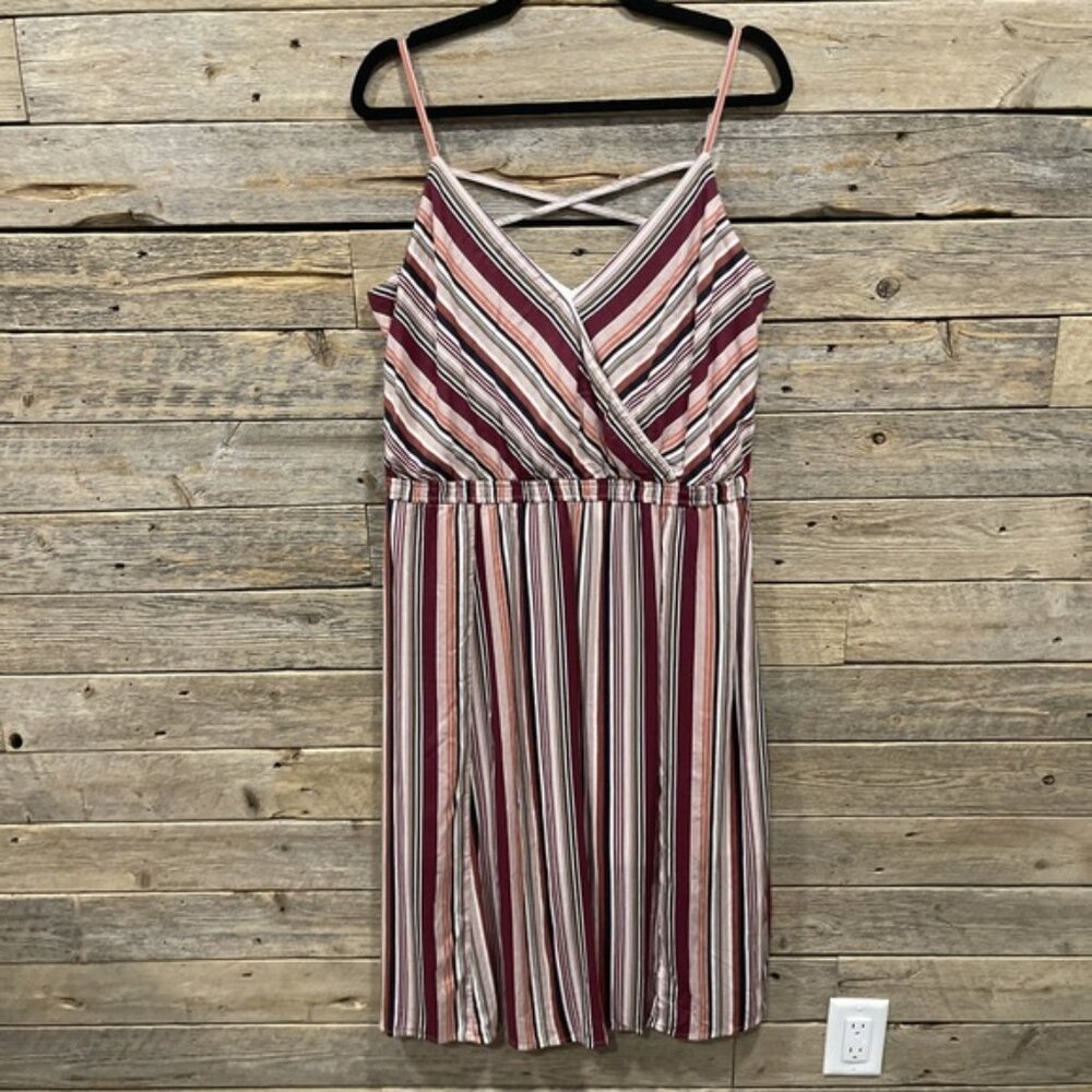 NWT Maurices Women's Multicolored Striped Sleeveless Midi Dress Size L V Neck